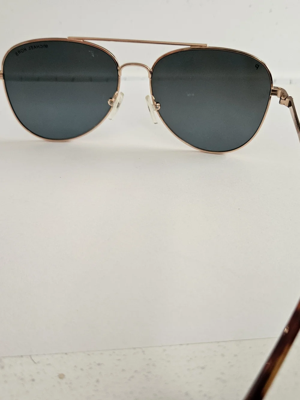 Michael Kors Women’s Rose Gold San Diego Aviator Sunglasses with Black Lenses